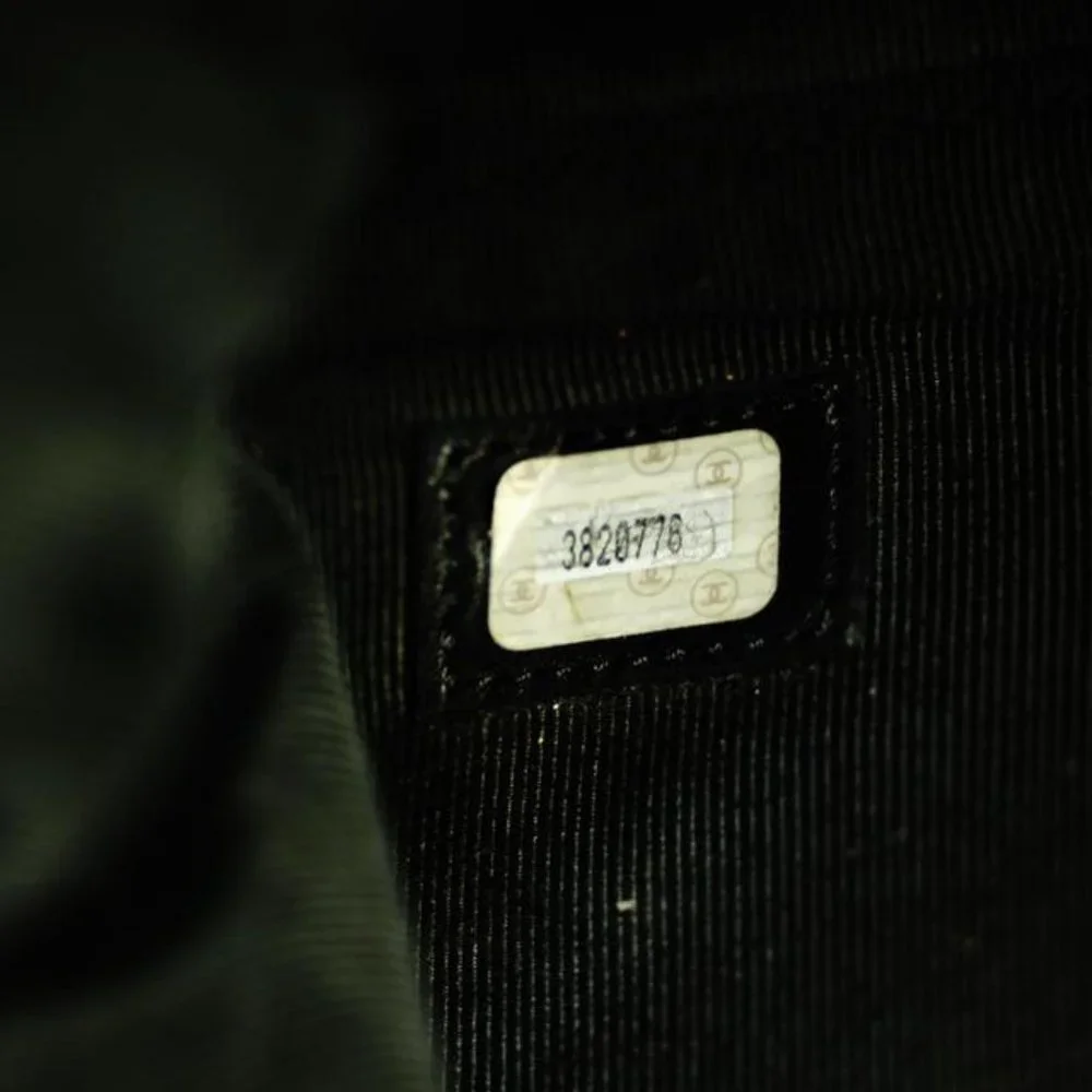 Chanel Large Black Patent CC Logo Duffle Bag with Strap 1C103a